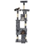 Vidaxl arbre � chat et griffoirs sisal 170cm empreintes de pattes gris