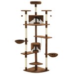 Vidaxl arbre  chat avec griffoirs en sisal 203 cm marron et blanc