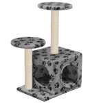 Vidaxl arbre � chat avec griffoir en sisal 60 cm gris motif de pattes