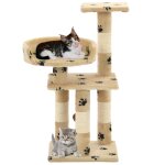 Vidaxl arbre � chat et griffoirs en sisal 65 cm beige motif de pattes