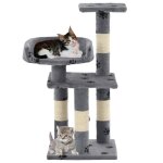 Vidaxl arbre � chat et griffoir sisal 65 cm empreintes de pattes gris