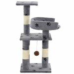 Vidaxl arbre � chat et griffoir sisal 65 cm empreintes de pattes gris