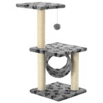 Vidaxl arbre  chat avec griffoirs en sisal 65 cm gris motif de pattes