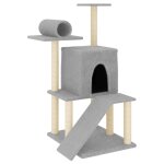 Vidaxl arbre  chat avec griffoirs en sisal gris clair 110, 5 cm
