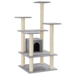 Vidaxl arbre � chat avec griffoirs en sisal gris clair 110 cm