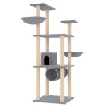 Vidaxl arbre � chat avec griffoirs en sisal gris clair 141 cm