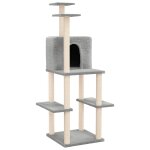 Vidaxl arbre  chat avec griffoirs en sisal gris clair 144, 5 cm