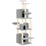 Vidaxl arbre  chat avec griffoirs en sisal gris clair 180 cm