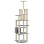Vidaxl arbre � chat avec griffoirs en sisal gris clair 183 cm