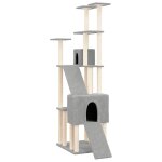 Vidaxl arbre � chat avec griffoirs en sisal gris clair 190 cm