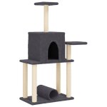 Vidaxl arbre � chat avec griffoirs en sisal gris fonc� 122 cm