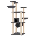Vidaxl arbre � chat avec griffoirs en sisal gris fonc� 141 cm