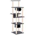 Vidaxl arbre � chat avec griffoirs en sisal gris fonc� 169 cm