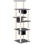 Vidaxl arbre � chat avec griffoirs en sisal gris fonc� 169 cm