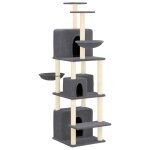 Vidaxl arbre  chat avec griffoirs en sisal gris fonc 180 cm