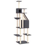 Vidaxl arbre  chat avec griffoirs en sisal gris fonc 201 cm