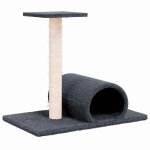 Vidaxl arbre � chat avec tunnel gris fonc� 60x34, 5x50 cm