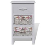 Vidaxl armoire avec 1 tiroir et 2 paniers blanc bois de paulownia Vidaxl armoire avec 1 tiroir et 2 paniers blanc bois de paulownia