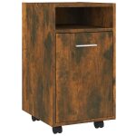 Vidaxl armoire appoint � roues ch�ne fum� 33x38x60cm bois d'ing�nierie
