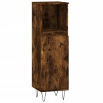 Vidaxl armoire de bain ch�ne fum� 30x30x100 cm bois d'ing�nierie