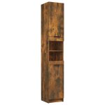 Vidaxl armoire de bain ch�ne fum� 32x34x188, 5 cm bois d'ing�nierie