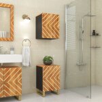 Vidaxl armoire bain marron et noir 38x33, 5x58 cm bois massif manguier
