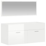 Vidaxl armoire de bain avec miroir blanc brillant bois d'ing�nierie