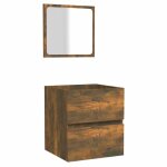 Vidaxl armoire de bain avec miroir ch�ne fum� bois d'ing�nierie