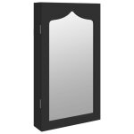 Vidaxl armoire  bijoux avec miroir murale noir 37, 5x10x67 cm