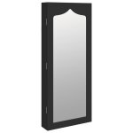 Vidaxl armoire  bijoux avec miroir murale noir 37, 5x10x90 cm