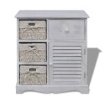 Vidaxl armoire en bois 3 paniers gauches en tissage blanc