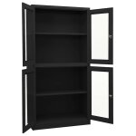 Vidaxl armoire de bureau anthracite 90x40x180 cm acier et verre tremp�