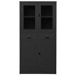 Vidaxl armoire de bureau anthracite 90x40x180 cm acier et verre tremp�