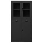 Vidaxl armoire de bureau anthracite 90x40x180 cm acier et verre tremp�