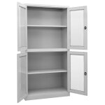 Vidaxl armoire de bureau gris clair 90x40x180 cm acier et verre tremp�