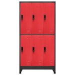 Vidaxl armoire � casiers anthracite et rouge 90x45x180 cm acier