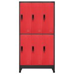 Vidaxl armoire  casiers anthracite et rouge 90x45x180 cm acier