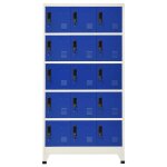 Vidaxl armoire � casiers gris et bleu 90x40x180 cm acier