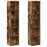 Vidaxl armoires  cd 2 pcs chne fum 21x16x93, 5 cm bois d'ingnierie
