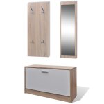 Vidaxl armoire à chaussures 3 - en - 1 bois chêne et blanc Vidaxl armoire à chaussures 3 - en - 1 bois chêne et blanc