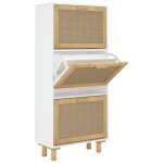 Vidaxl armoire  chaussures blanc 52x25x115 cm bois d'ingnierie / rotin