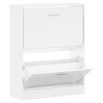 Vidaxl armoire  chaussure blanc brillant 63x24x81 cm bois ingnierie