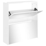 Vidaxl armoire  chaussures miroir 2 niveaux blanc brillant 63x17x67cm