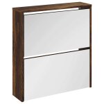 Vidaxl armoire � chaussures miroir � 2 niveaux ch�ne fum� 63x17x67 cm
