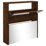 Vidaxl armoire  chaussures miroir  2 niveaux chne fum 63x17x67 cm