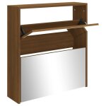 Vidaxl armoire  chaussures miroir  2 niveaux chne marron 63x17x67cm