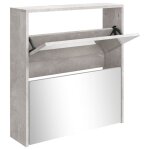 Vidaxl armoire  chaussures et miroir 2 niveaux gris bton 63x17x67 cm