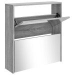 Vidaxl armoire  chaussures miroir 2 niveaux sonoma gris 63x17x67 cm