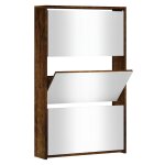Vidaxl armoire  chaussures miroir 3 niveaux chne fum 63x17x102, 5 cm