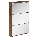 Vidaxl armoire � chaussures miroir 3 niveaux ch�ne fum� 63x17x102, 5 cm